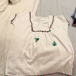 J. Crew Factory White Coverup with Multicolor Trim